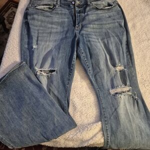 Judy Blue Light Blue Distressed Straight Leg Jeans